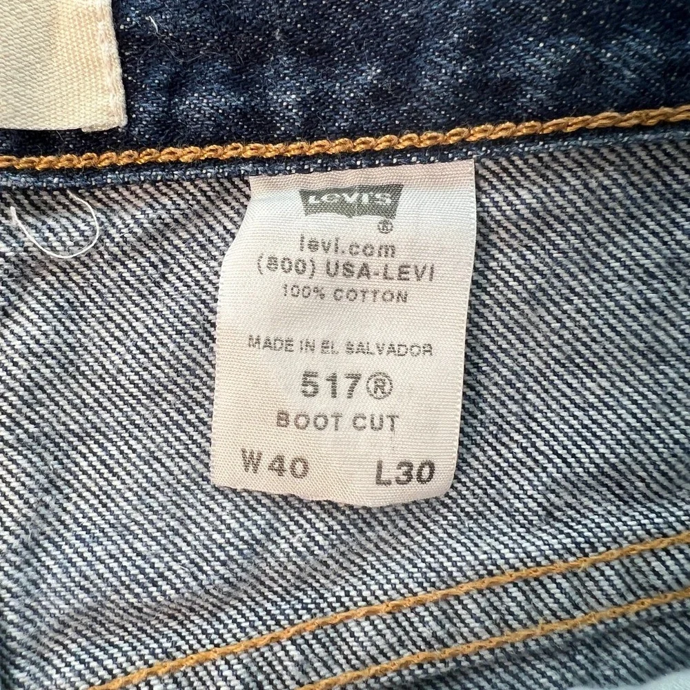 Levis 517 Men's Jeans 40x30 Boot Cut Denim Blue Cotton Boot Cut Actual W39 L30‎